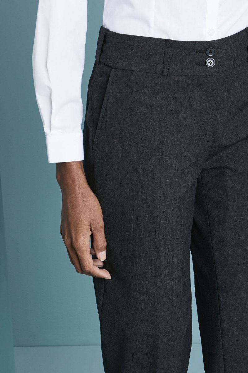 Pantalon cargo droit gris anthracite à taille basse et coutures