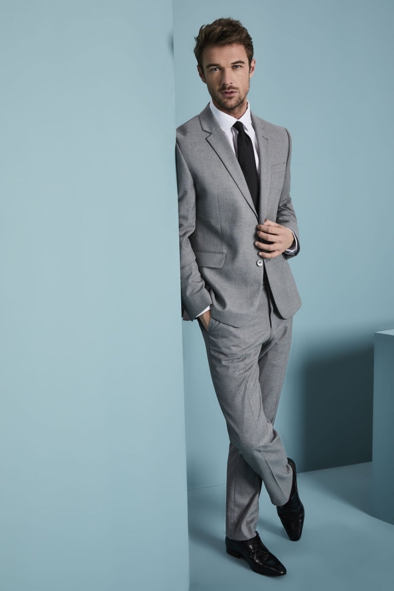 Men's Contemporary Modern Fit Pants, Pale Grey (Long)