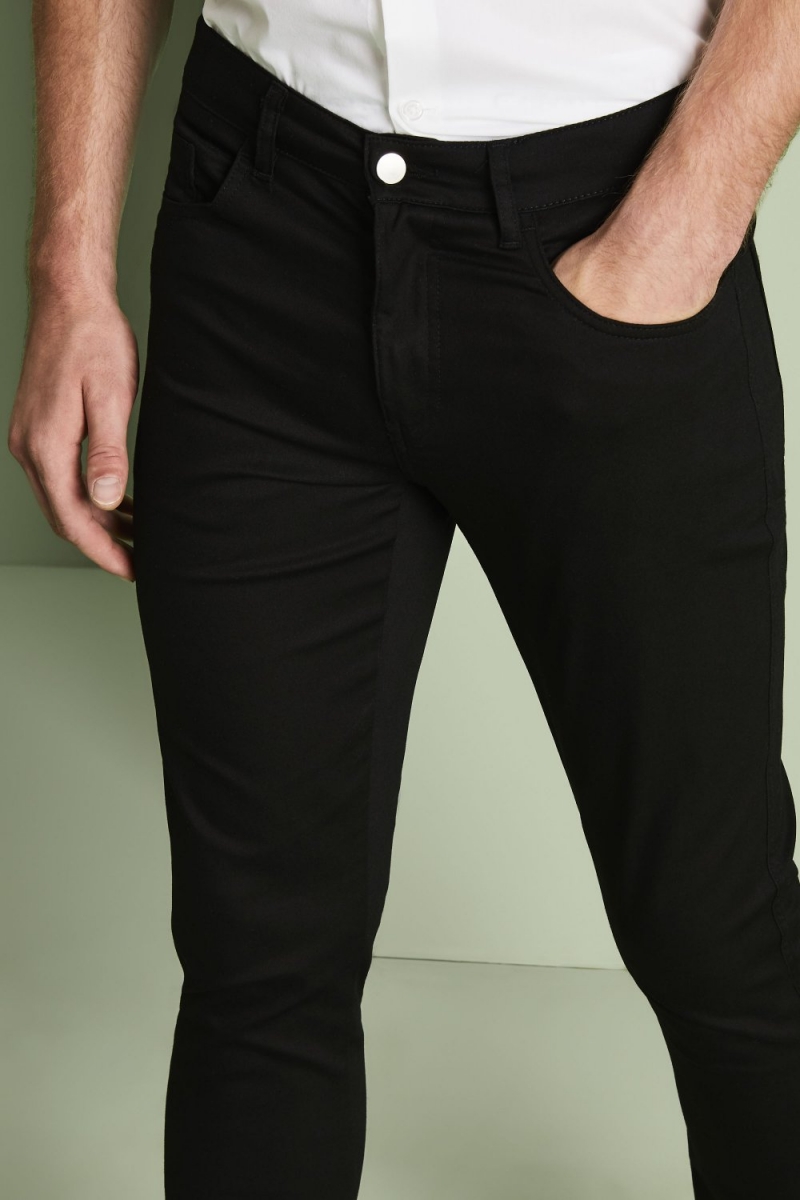 Pantalon slim extensible pour homme, noir, long4