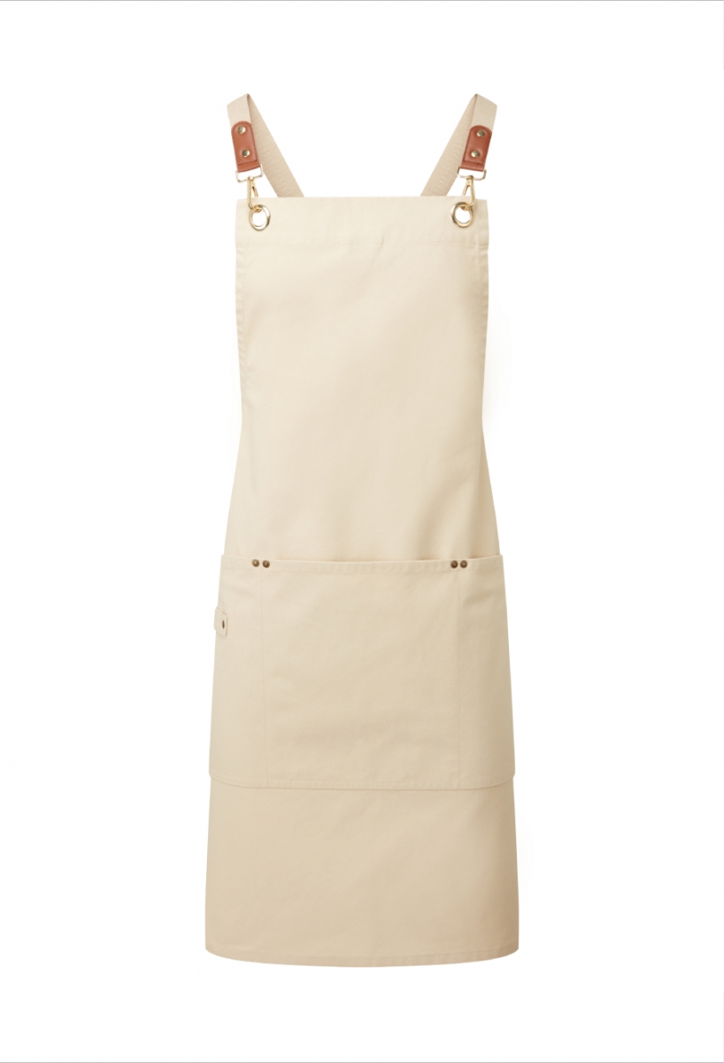 Clip and Clasp cross-back bib apron Natural Clip and Clasp cross-back bib apron Natural