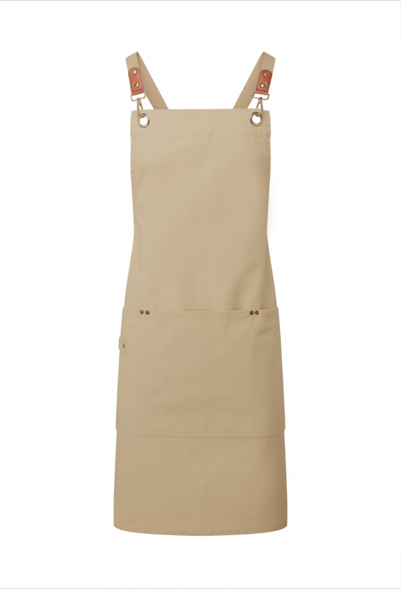 Clip and Clasp cross-back bib apron Khaki Clip and Clasp cross-back bib apron Khaki