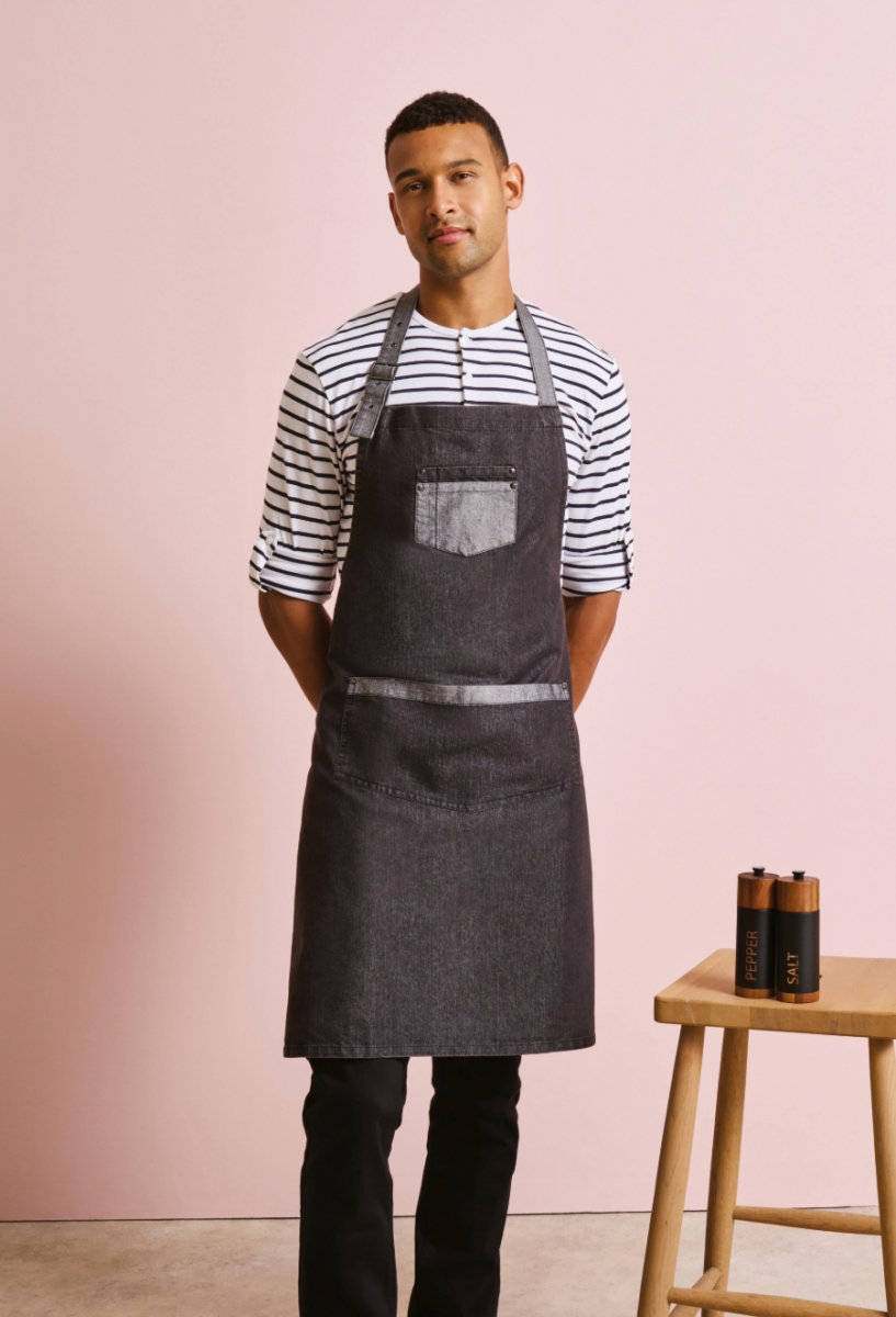 Domain contrast denim bib apron Black Denim Domain contrast denim bib apron Black Denim