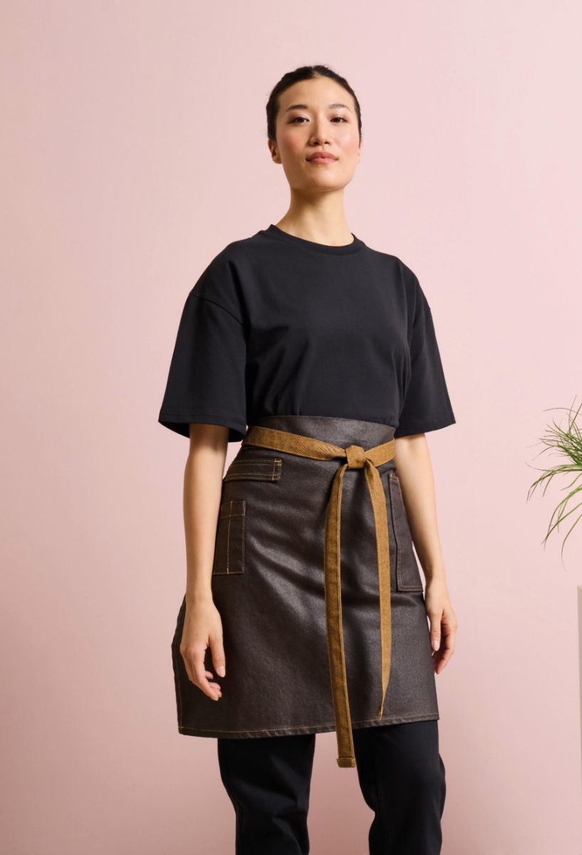 Division waxed-look denim waist apron BlackTan Denim Division waxed-look denim waist apron BlackTan Denim