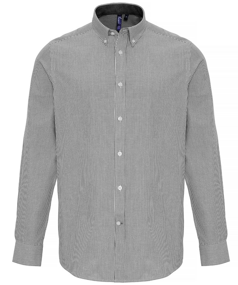 Cotton-rich Oxford stripes shirt WhiteGrey