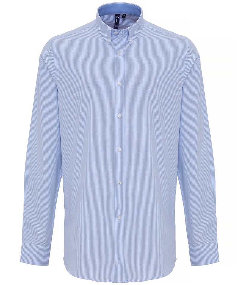 Cotton-rich Oxford stripes shirt WhiteLight Blue