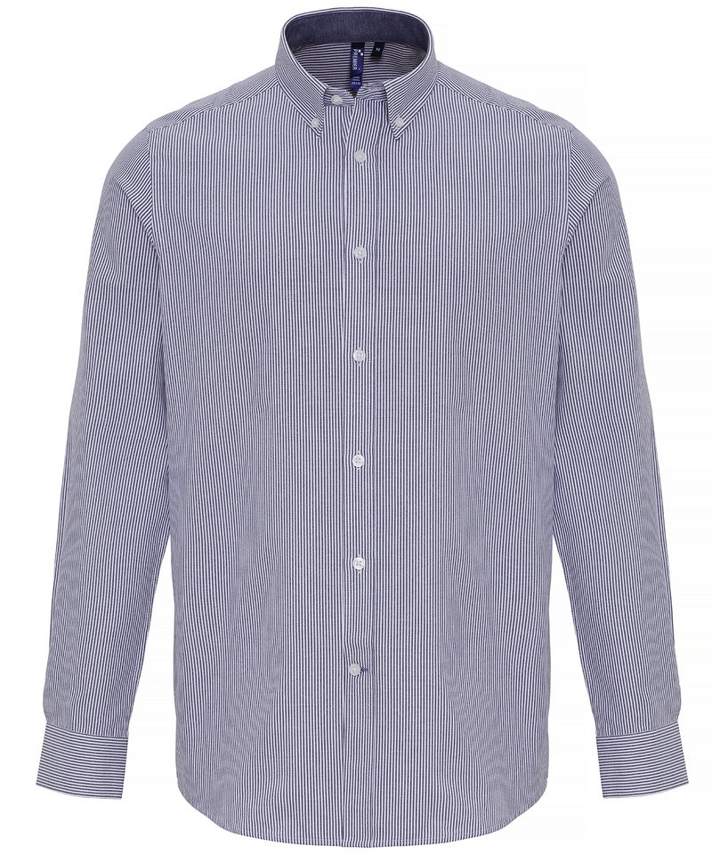Cotton-rich Oxford stripes shirt WhiteNavy