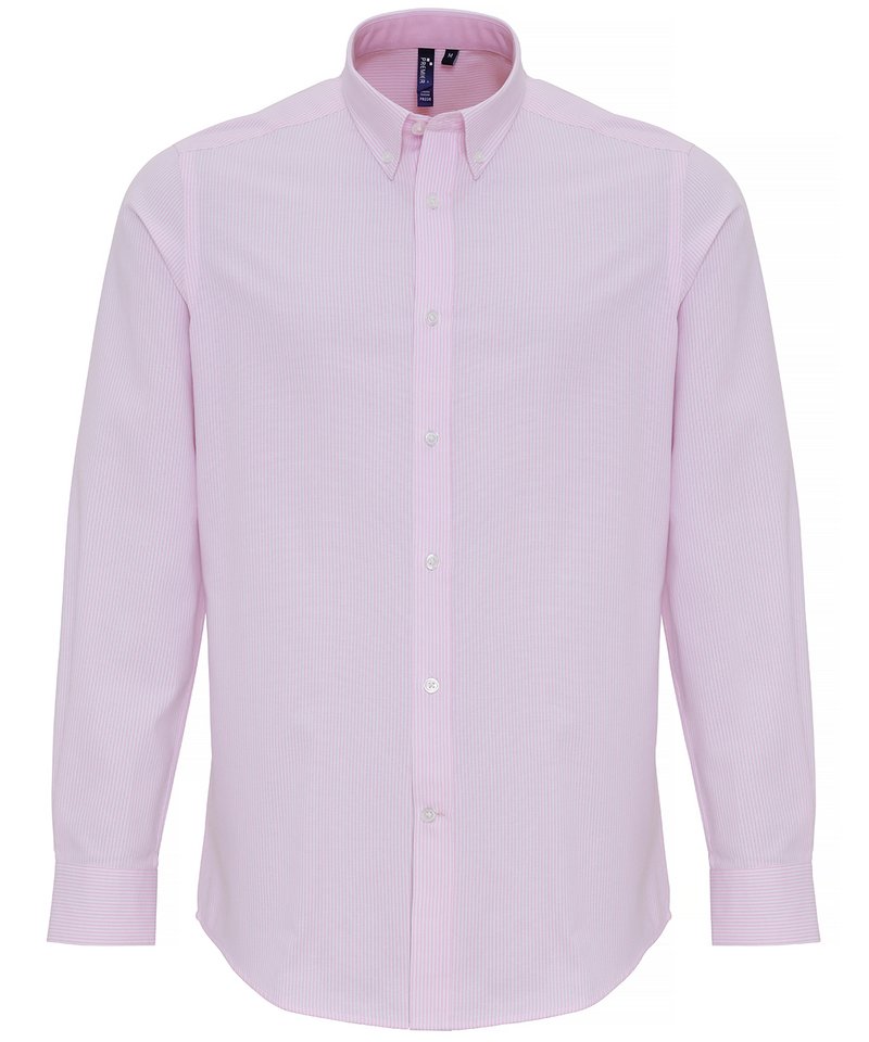 Cotton-rich Oxford stripes shirt WhitePink