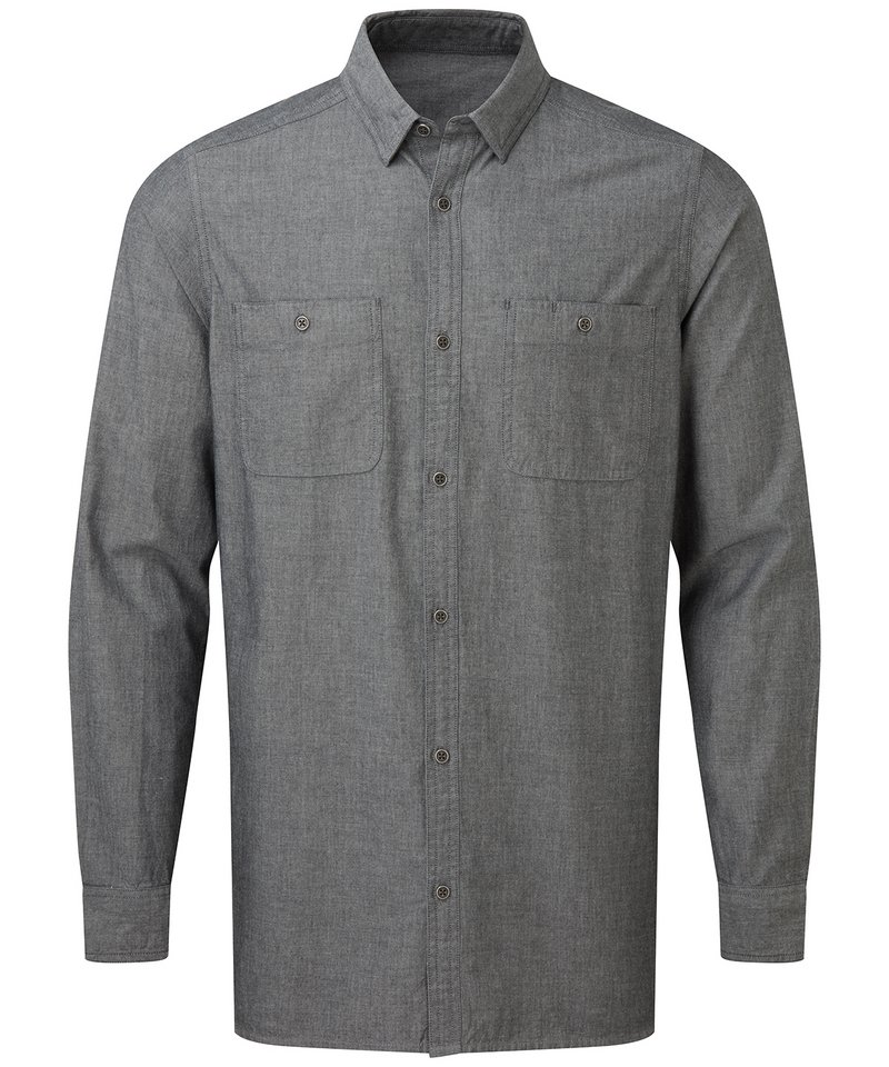 Mens Chambray shirt organic and Fairtrade certified Grey Denim