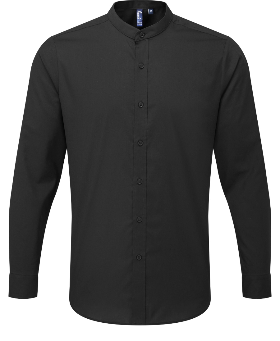 Banded collar grandad long sleeve shirt black6 Banded collar grandad long sleeve shirt black6