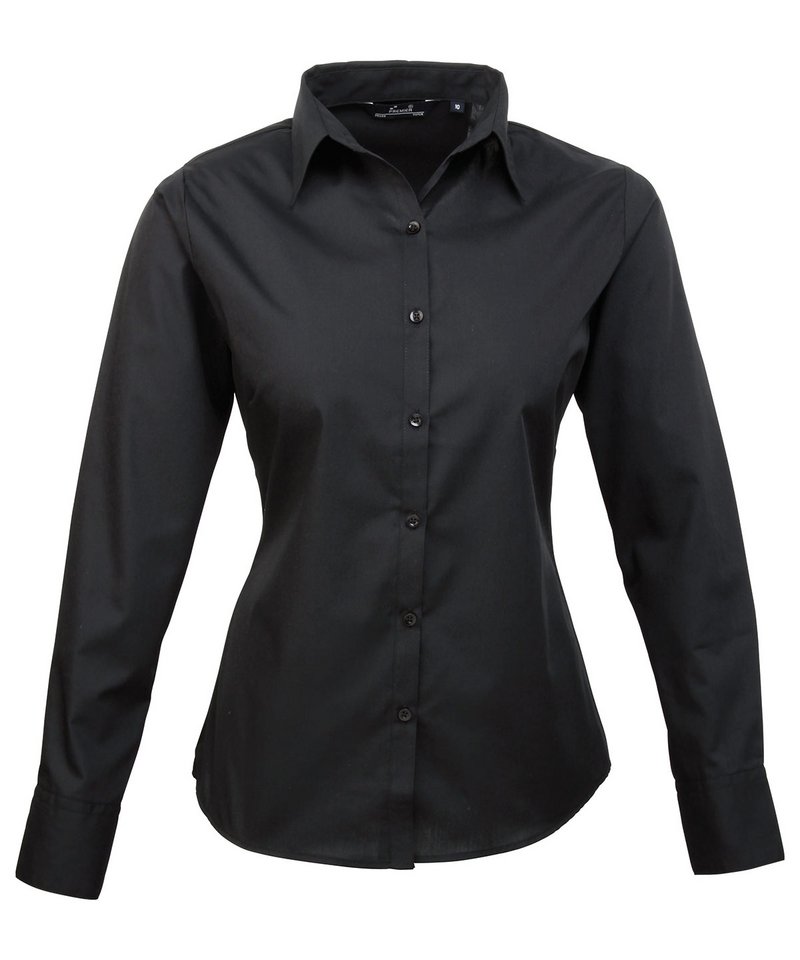 Womens poplin long sleeve blouse Black