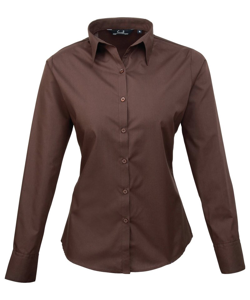 Womens poplin long sleeve blouse Brown