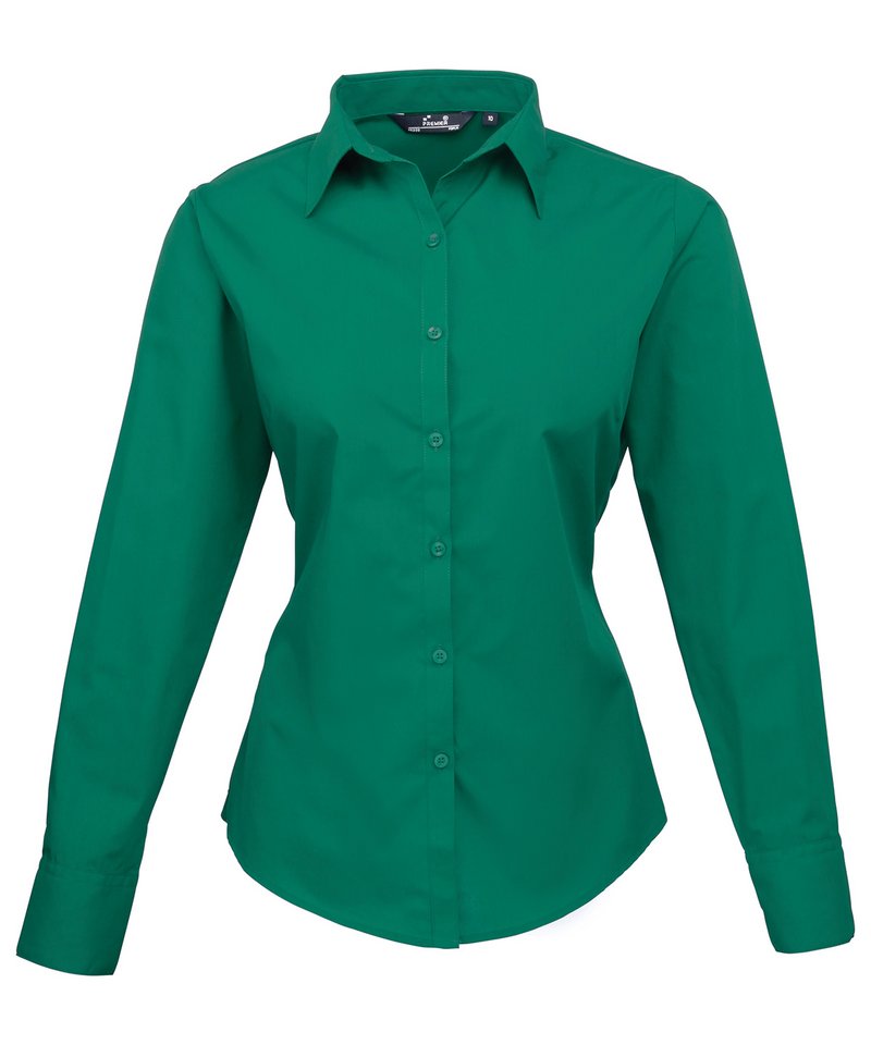 Womens poplin long sleeve blouse Emerald