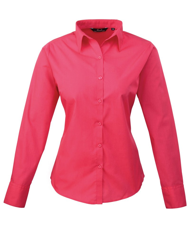 Womens poplin long sleeve blouse Hot Pink