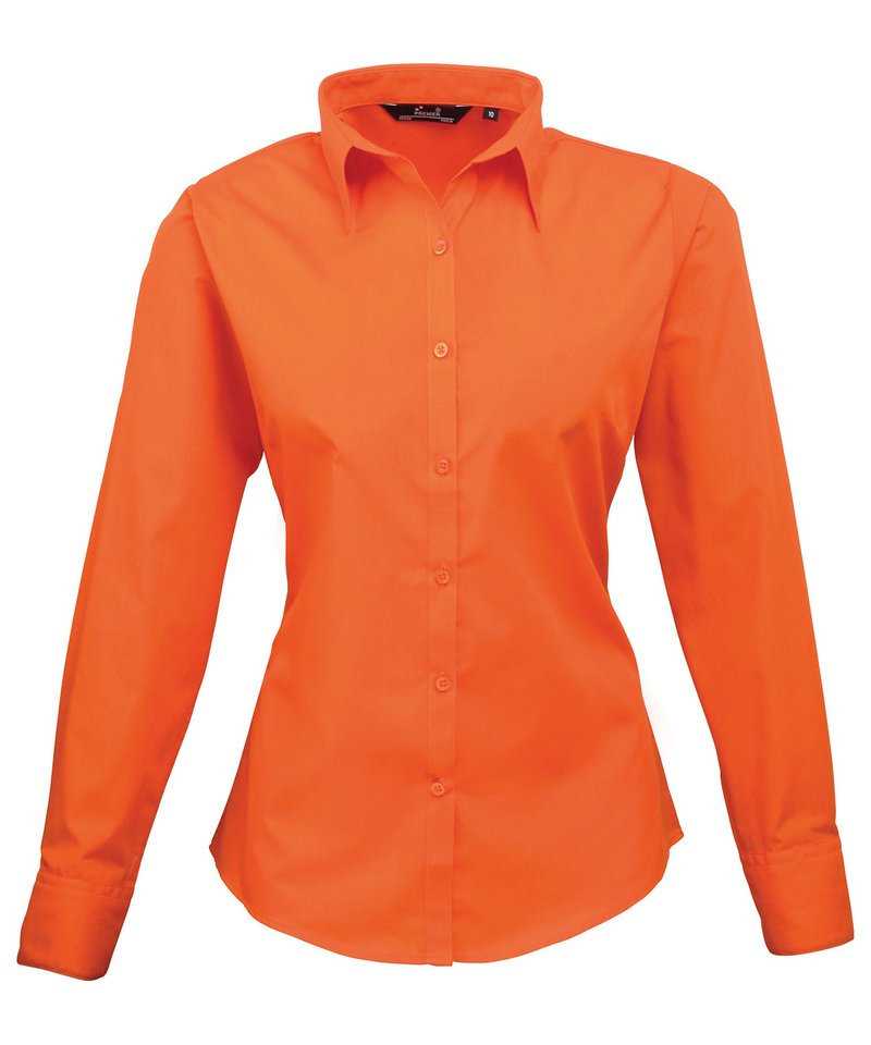 Womens poplin long sleeve blouse Orange