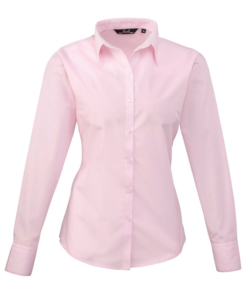 Womens poplin long sleeve blouse Pink