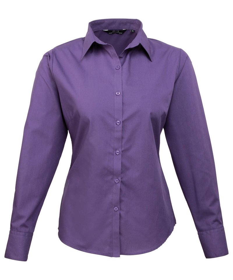 Womens poplin long sleeve blouse Purple