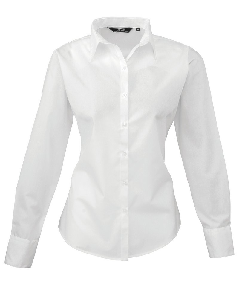 Womens poplin long sleeve blouse White