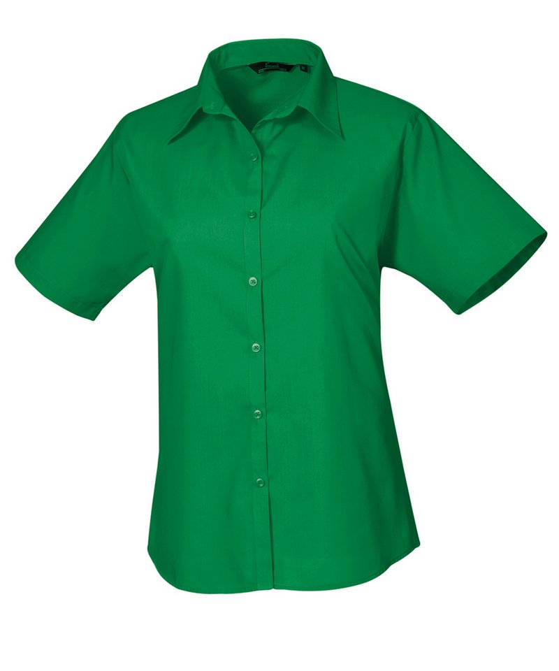 Womens short sleeve poplin blouse Emerald
