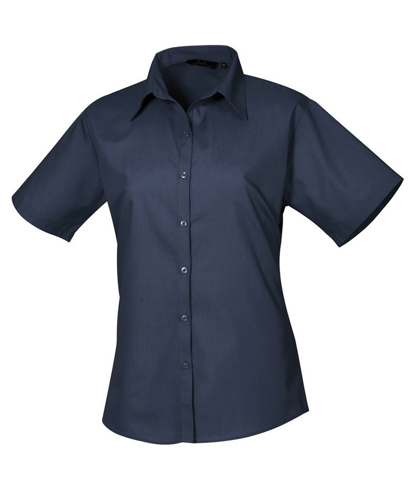Womens short sleeve poplin blouse Navy