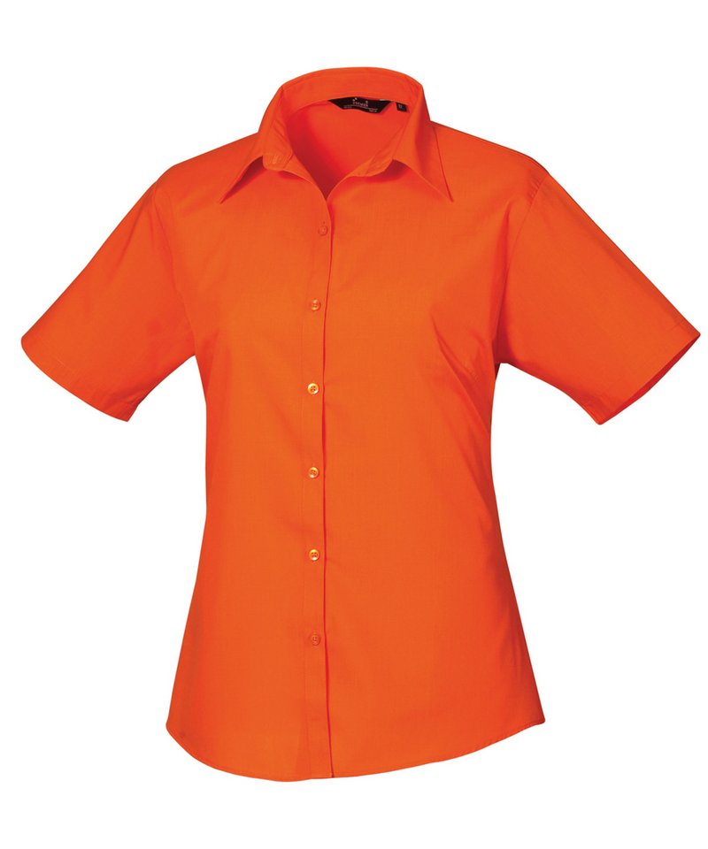 Womens short sleeve poplin blouse Orange