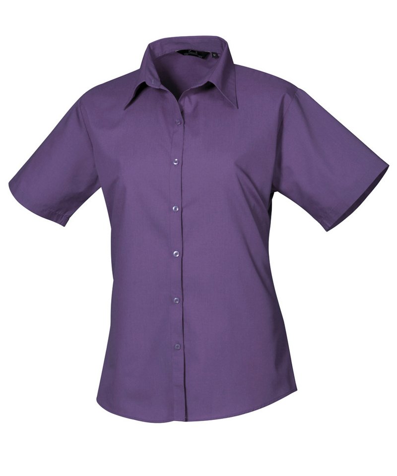 Womens short sleeve poplin blouse Purple