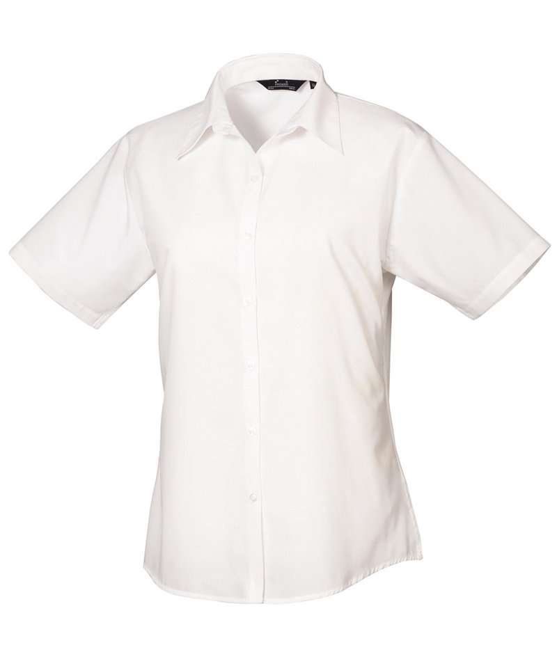 Womens short sleeve poplin blouse White