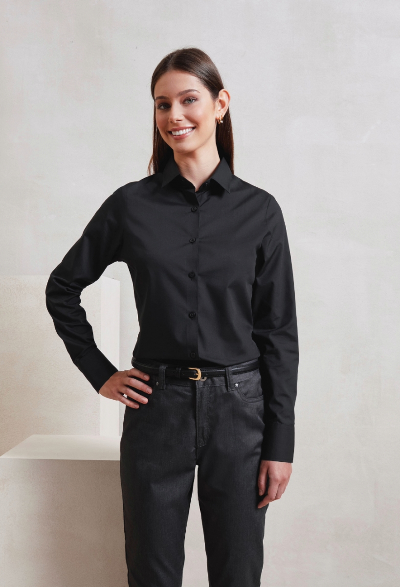 Women’s long sleeve Recyclight poplin shirt Black Women’s long sleeve Recyclight poplin shirt Black