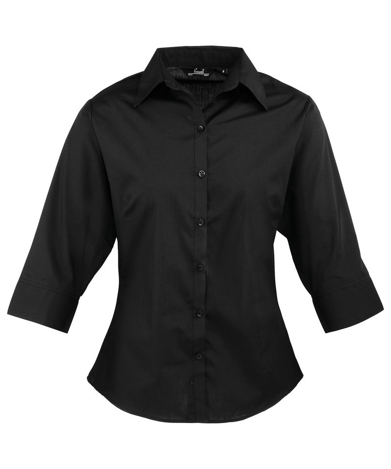 Womens ¾ sleeve poplin blouse Black