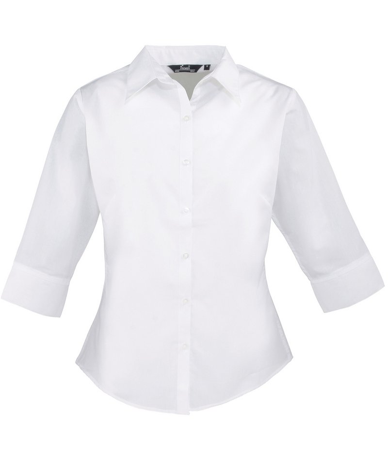 Womens ¾ sleeve poplin blouse White