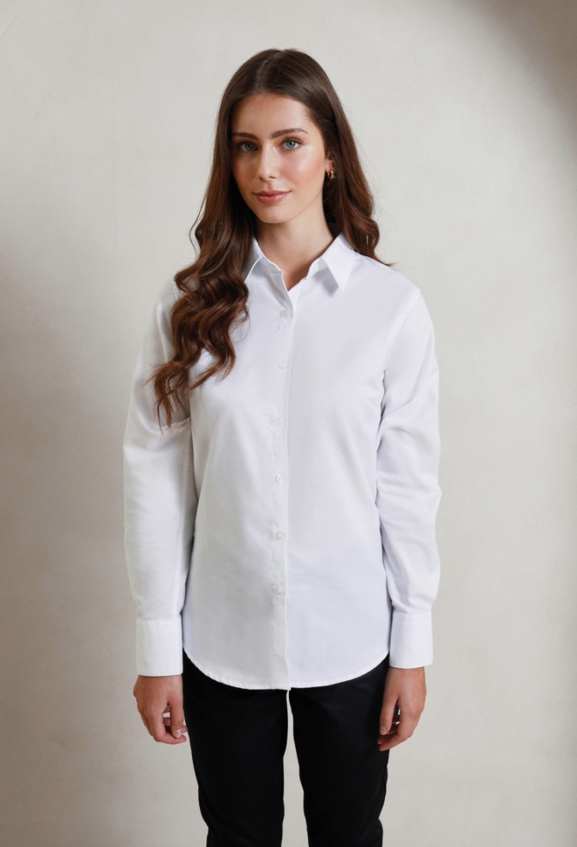 Womens signature Oxford long sleeve shirt White Womens signature Oxford long sleeve shirt White