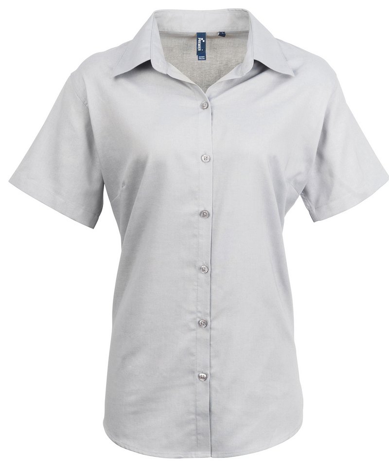 Womens signature Oxford short sleeve shirt Silver