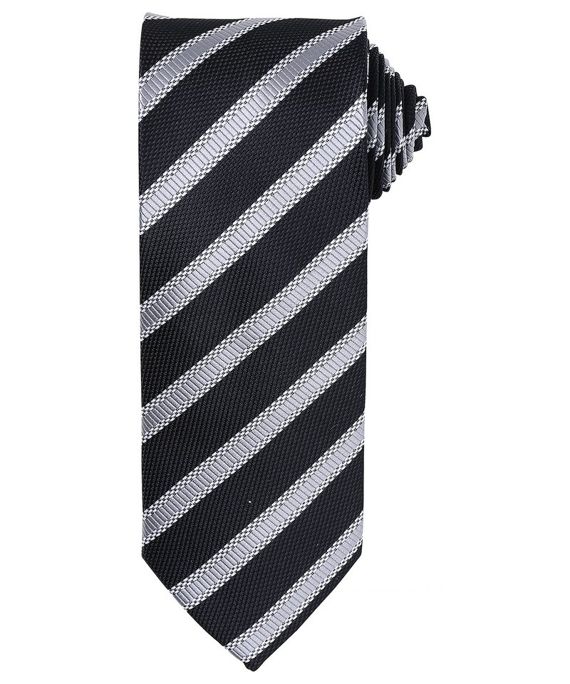 Cravate à rayures gaufrées BlackDark Grey