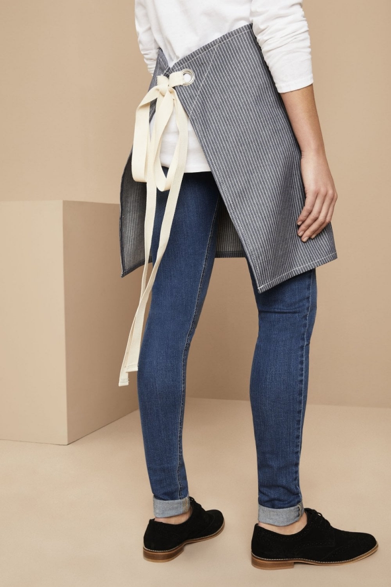 Denim Stripe Short Apron,