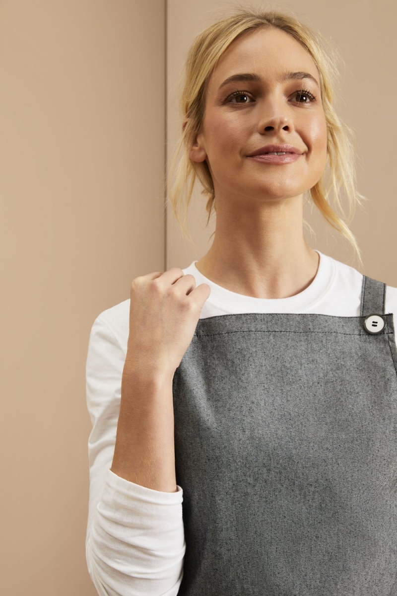 Denim Bib Apron, Grey,
