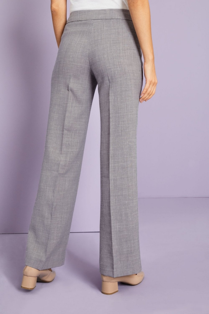 Pantalon droit en mélange de lin, gris2