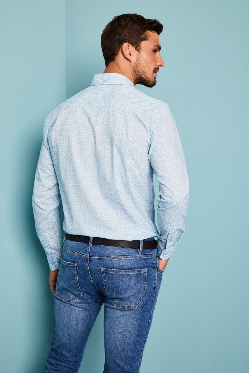 Chemise Motif Homme, Turquoise2