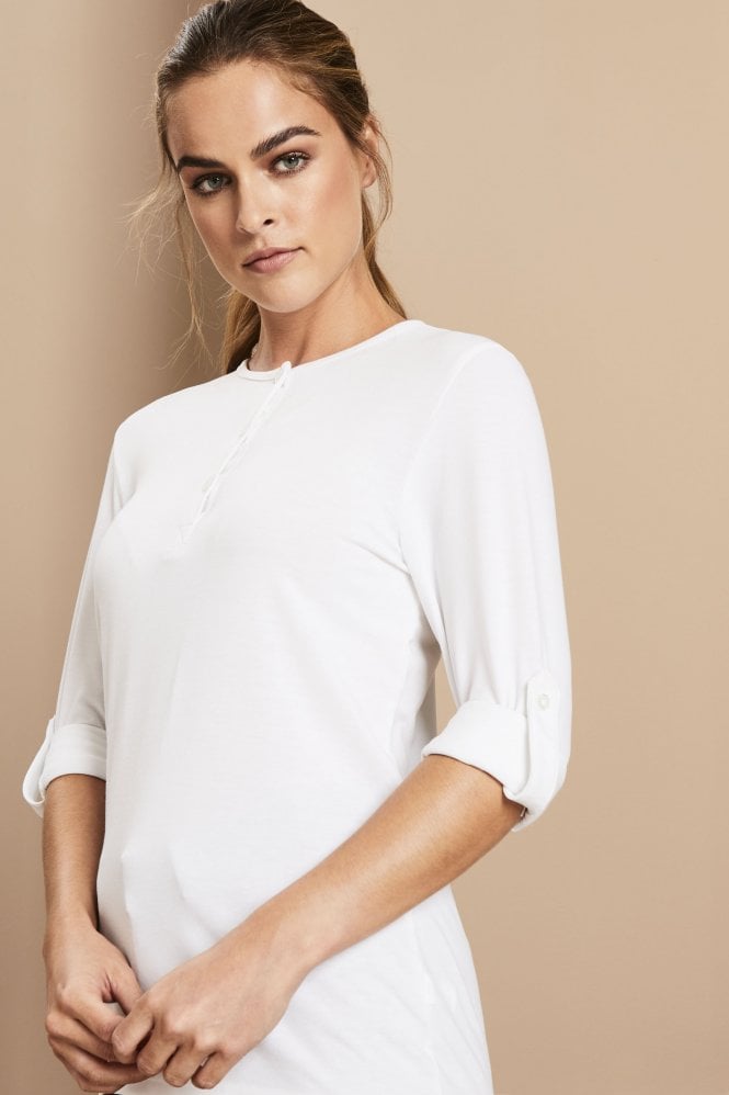 T-shirt long à manches retroussé Premier Femme, blanc6
