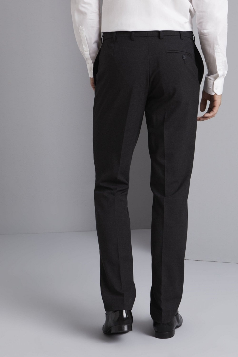 Qualitas Men's Modern Fit Flat Front Pants, Charcoal, Short