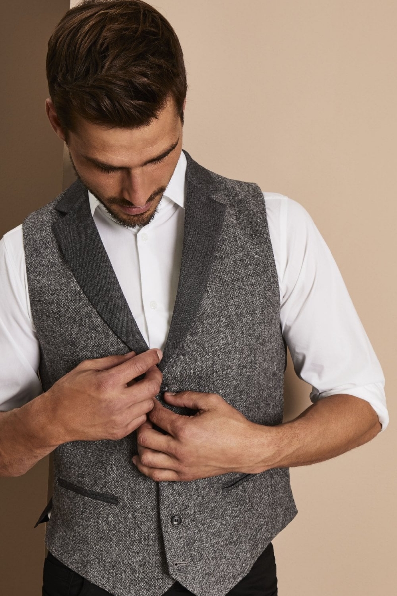 Men’s Tweed Vest, Grey,