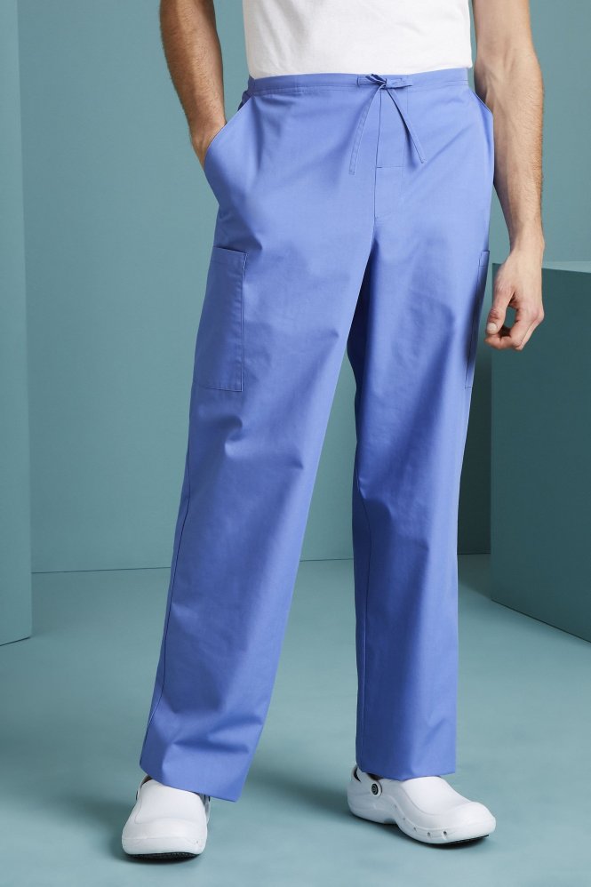 Unisex Fitted Scrub Pants, Metro Blue/Navy