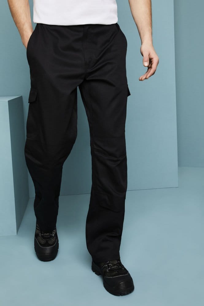 Pantalon de travail avec poches latérales et genouillères, Regular, Noir2