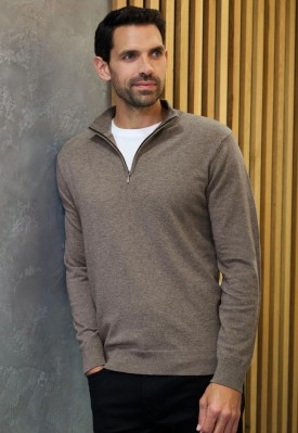 Copenhagen 1/4 Zip Jumper Taupe
