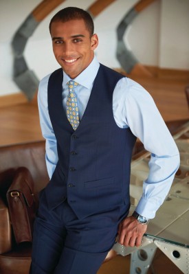 Busso Mens Waistcoat Navy Check