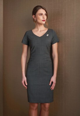 Diamante Dress Navy Check