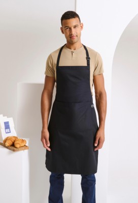 Cotton bib apron organic and Fairtrade certified Black Cotton bib apron organic and Fairtrade certified Black