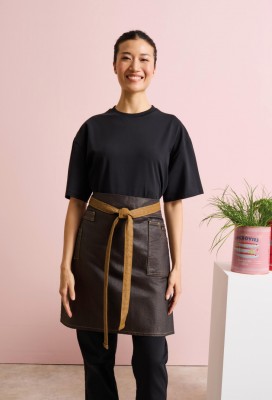 Division waxed-look denim waist apron BlackTan Denim Division waxed-look denim waist apron BlackTan Denim