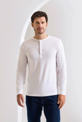 Long John roll-sleeve tee White