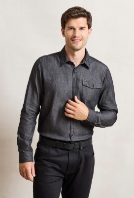 Chemise en denim &agrave; points de jean Black Denim2