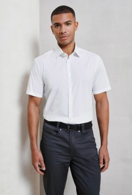 Stretch fit cotton poplin short sleeve shirt White Stretch fit cotton poplin short sleeve shirt White