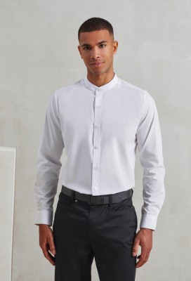 Chemise &agrave; manches longues grand-p&egrave;re &agrave; col &agrave; bandes Blanc2